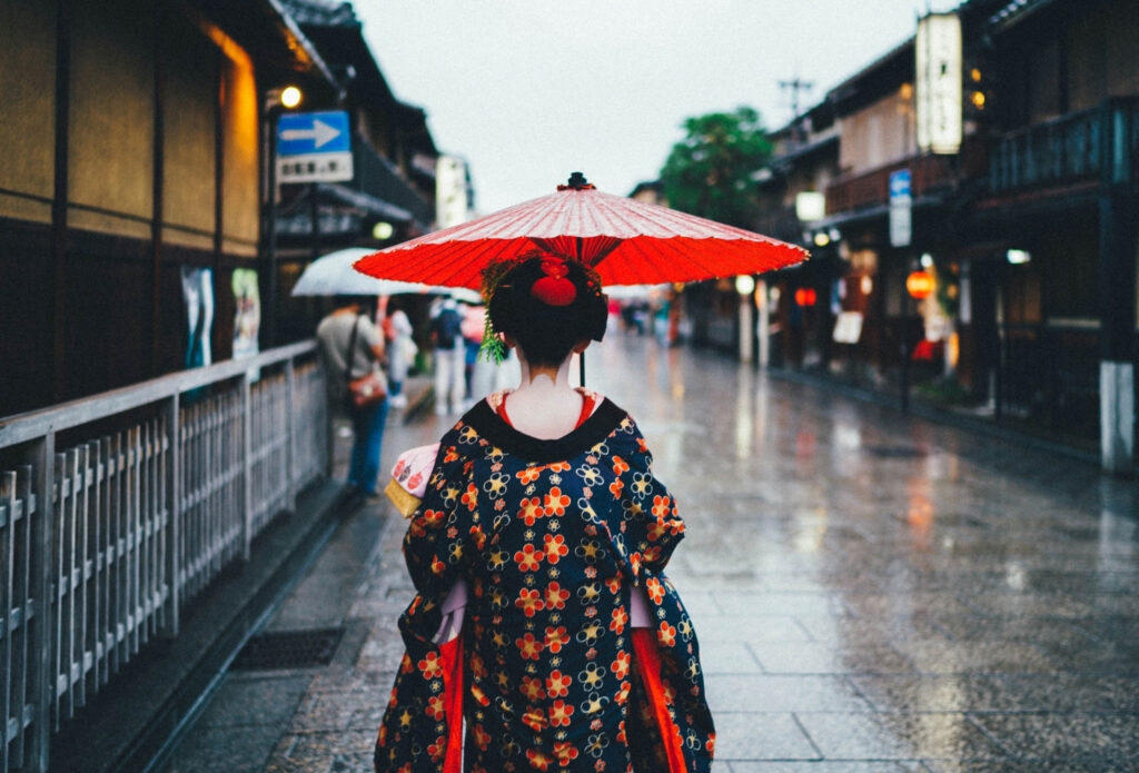 Kjóto turisté čtvrť gejš
